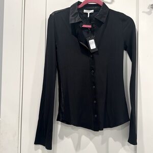 Rag & Bone ribbed black button down shirt XS